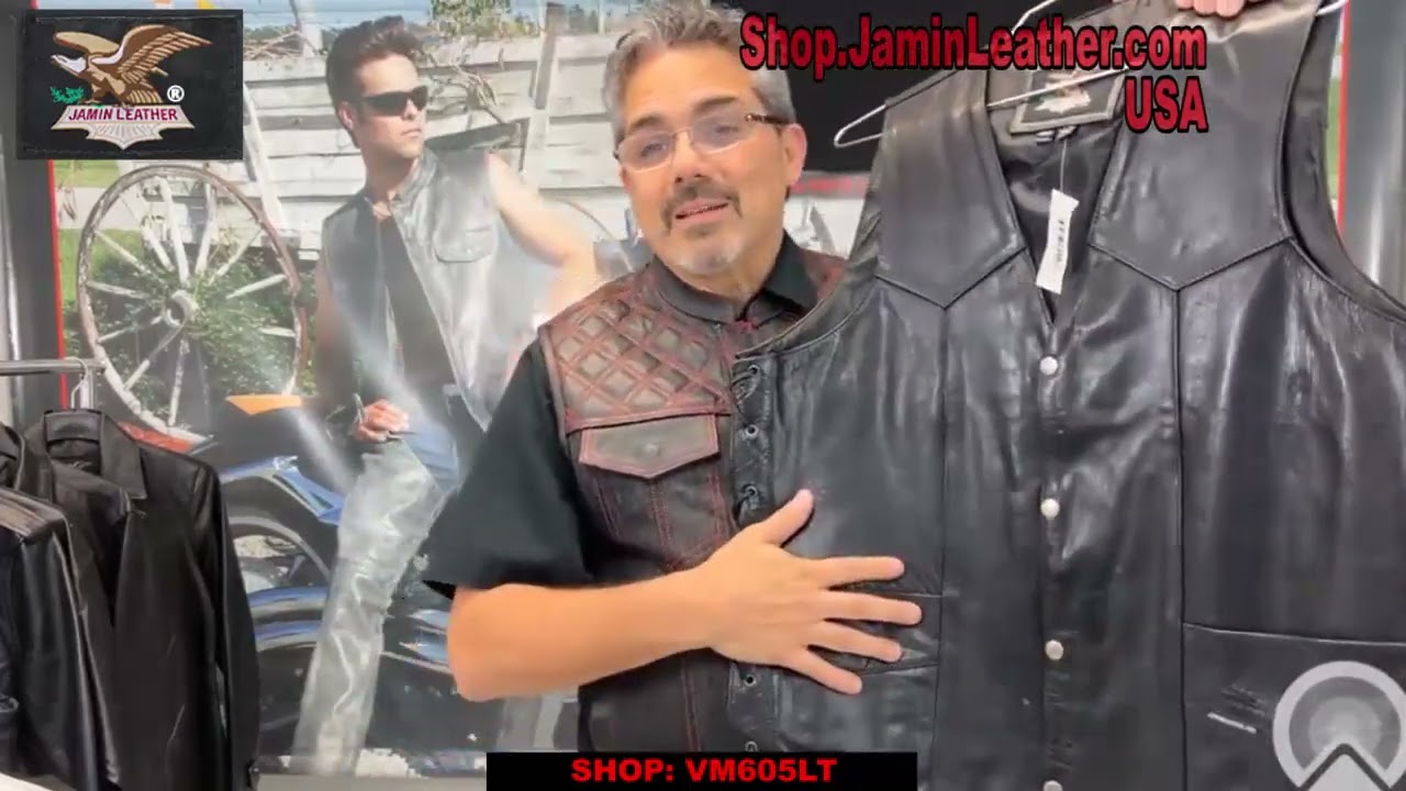 VM605LT - Big & Tall Leather Vest W/Side Lacing 1