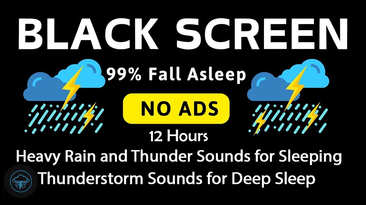 🔴 Heavy Rain and Thunder Sounds for Sleeping - Black Screen | Powerful Storm for Deep Sleep