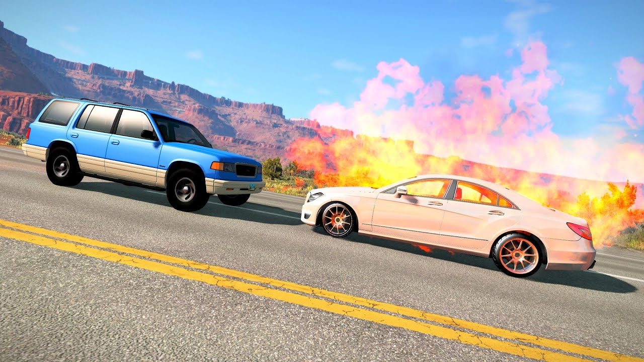 Cars vs Burning Cars - BeamNG.drive