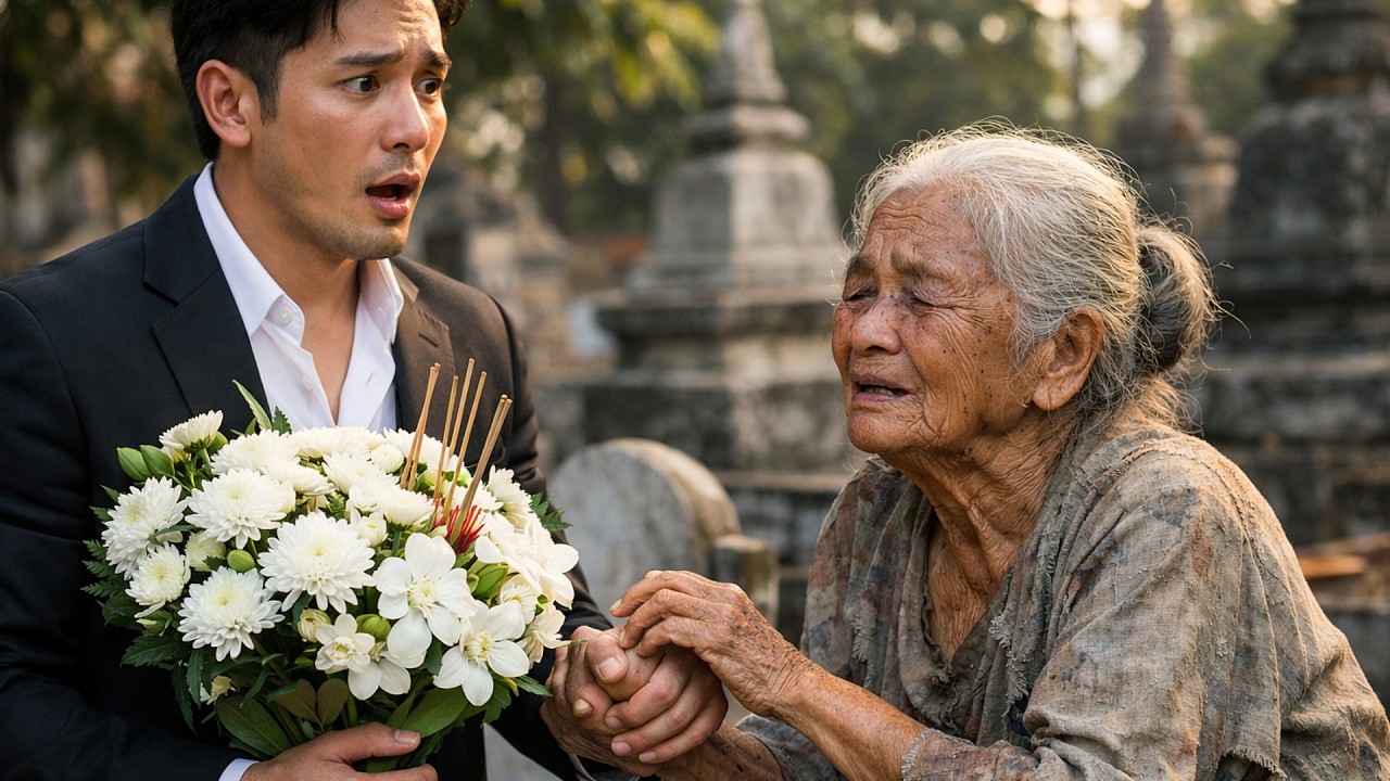 มหาเศรษฐีกลับบ้านเกิดไปไหว้หลุมศพพ่อแม่  แต่หญิงชราตาบอดกลับพูดว่า “พ่อแม่ของเธอยังมีชีวิตอยู่”