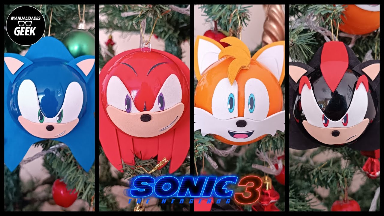 Cómo hacer una Esfera Navideña de Sonic, Knuckles, Tails y Shadow DIY/ Manualidad de Sonic 3