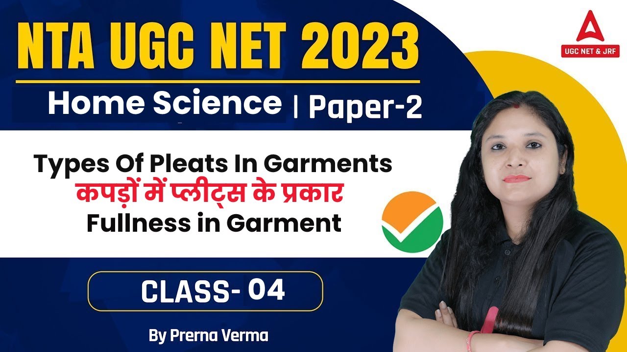 UGC NET  2023 I Home Science Paper 2 I Types Of Pleats In Garments I By Prerna Mam