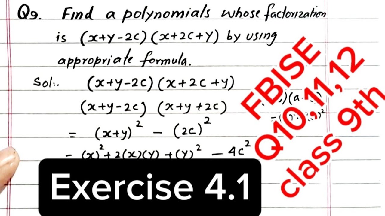 Class 9th Ex 4.1 Q 9-11 | Federal board math Ex 4.1 Algebra 