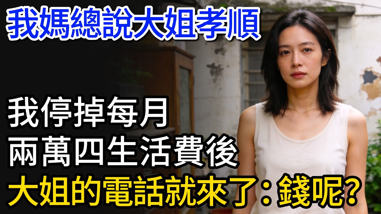 我媽總說大姐孝順，我停了每月兩萬四生活費後，大姐的電話就來了：這個月的錢呢？
