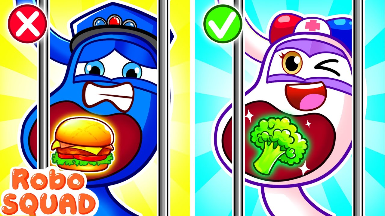 Escape From Belly Challenge! 🍔 Yummy And Healthy Food 🥦Kids Cartoon | RoboSquad Kids Cartoon