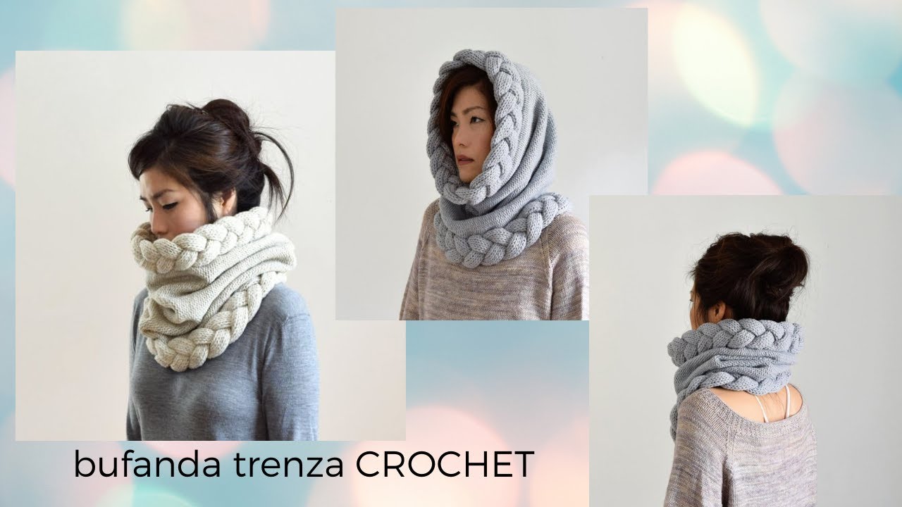 crochet tutorial bufanta trenza relieve