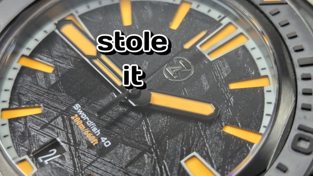 Zelos Swordfish Gunmetal Meteorite Dial DLC | 40mm Swordfish Stainless Steel Zelos