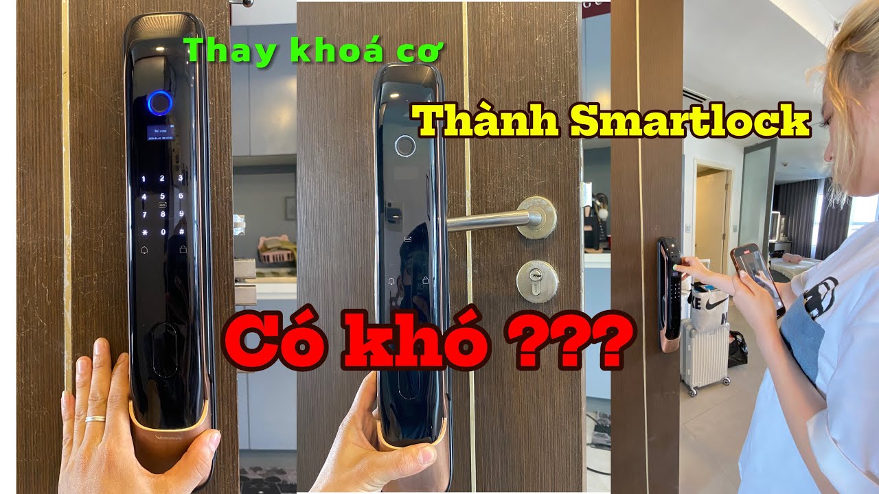 Hướng dẫn lắp khoá vân tay cửa gỗ thay cho khoá cơ chung cư | Smart door lock installation video