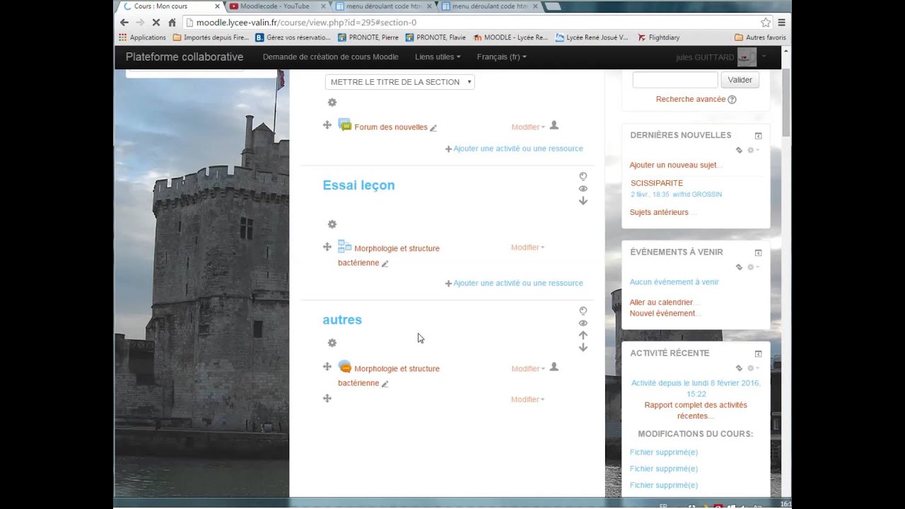 Menu déroulant dans moodle
