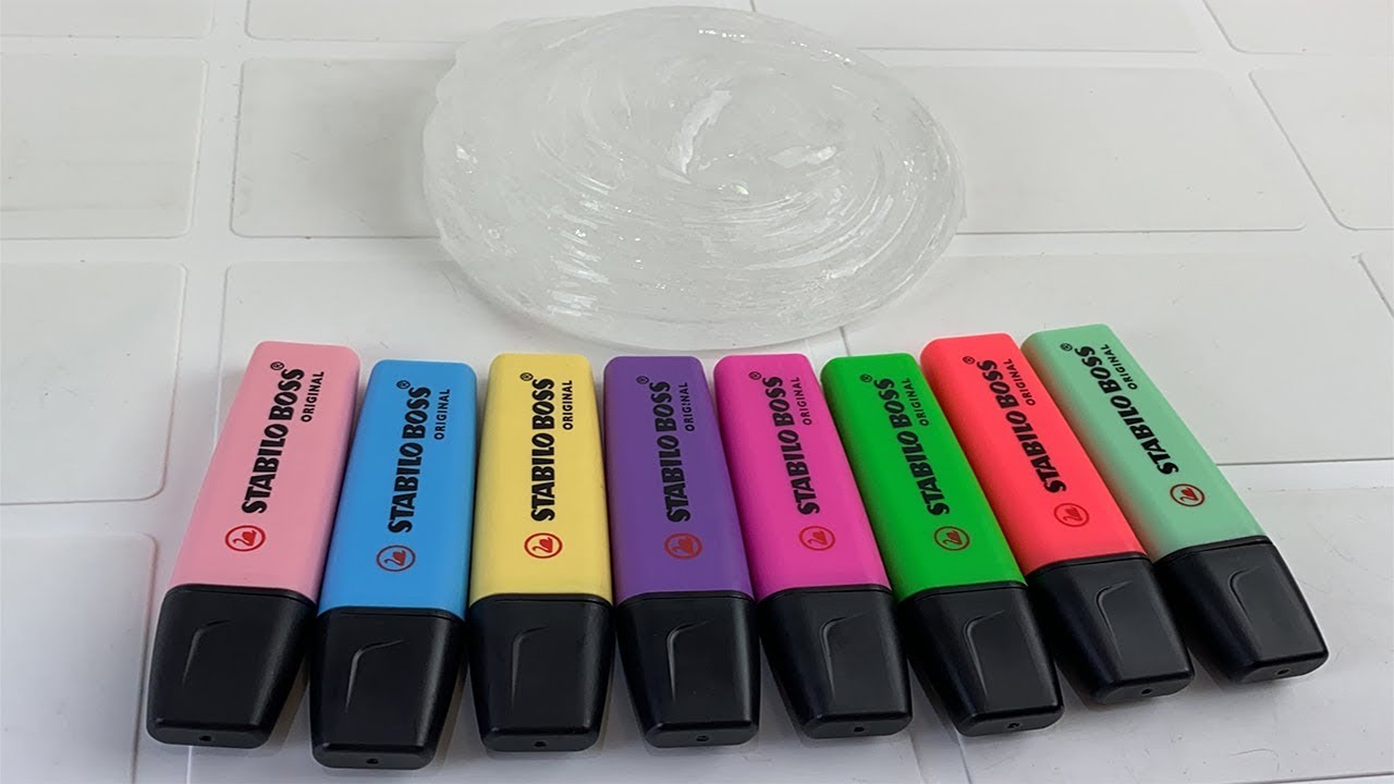 COLORINDO SLIME COM MARCA-TEXTOS STABILO!! (Vídeos satisfatórios)