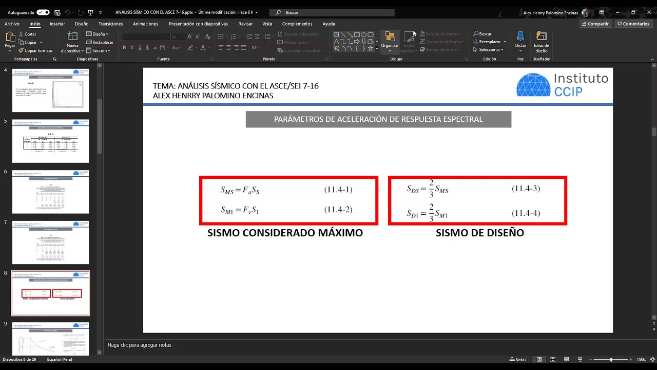 SEMINARIO DÍA 2: ANALISIS SISMICO CON EL ASCE/SEI 7-16