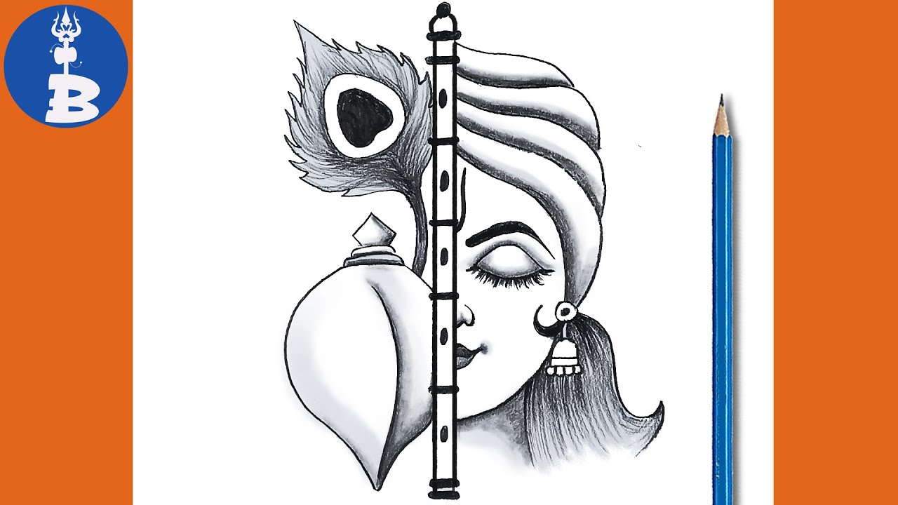 Easy Krishna Bhagwan Drawing _ How To Draw Krishna Bhagwan _ Radha Krishna Drawing