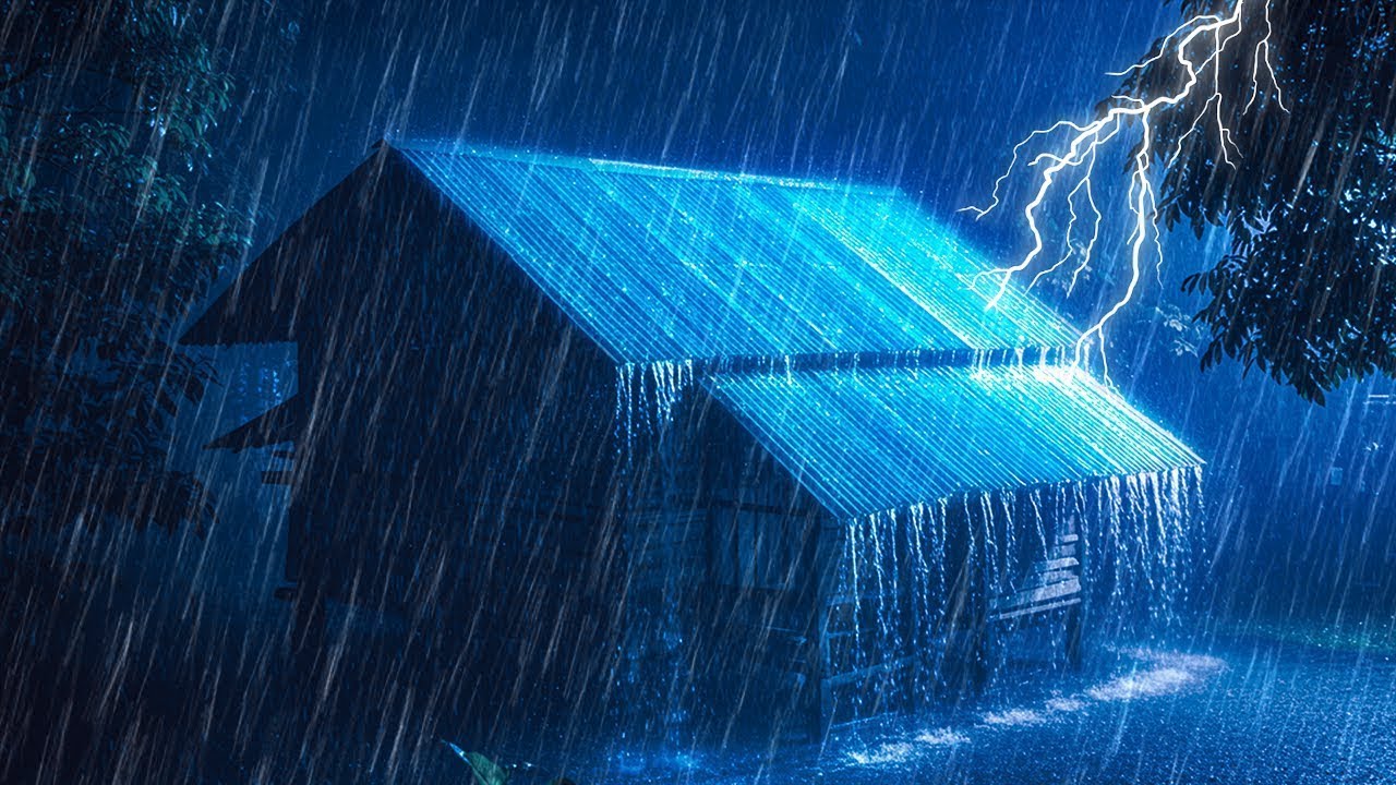 Gentle Rainstorm on Metal Roof for Deep Sleep & Stress Relief | All-night Rain and Thunder sounds