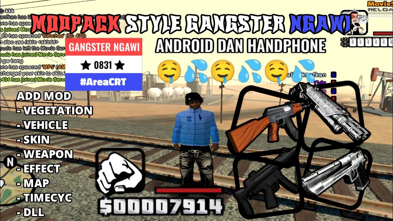 SHARE!! MODPACK ANDROID STYLE GANGSTER NGAWI, BOOST FPS JIR CUMA 200 MB