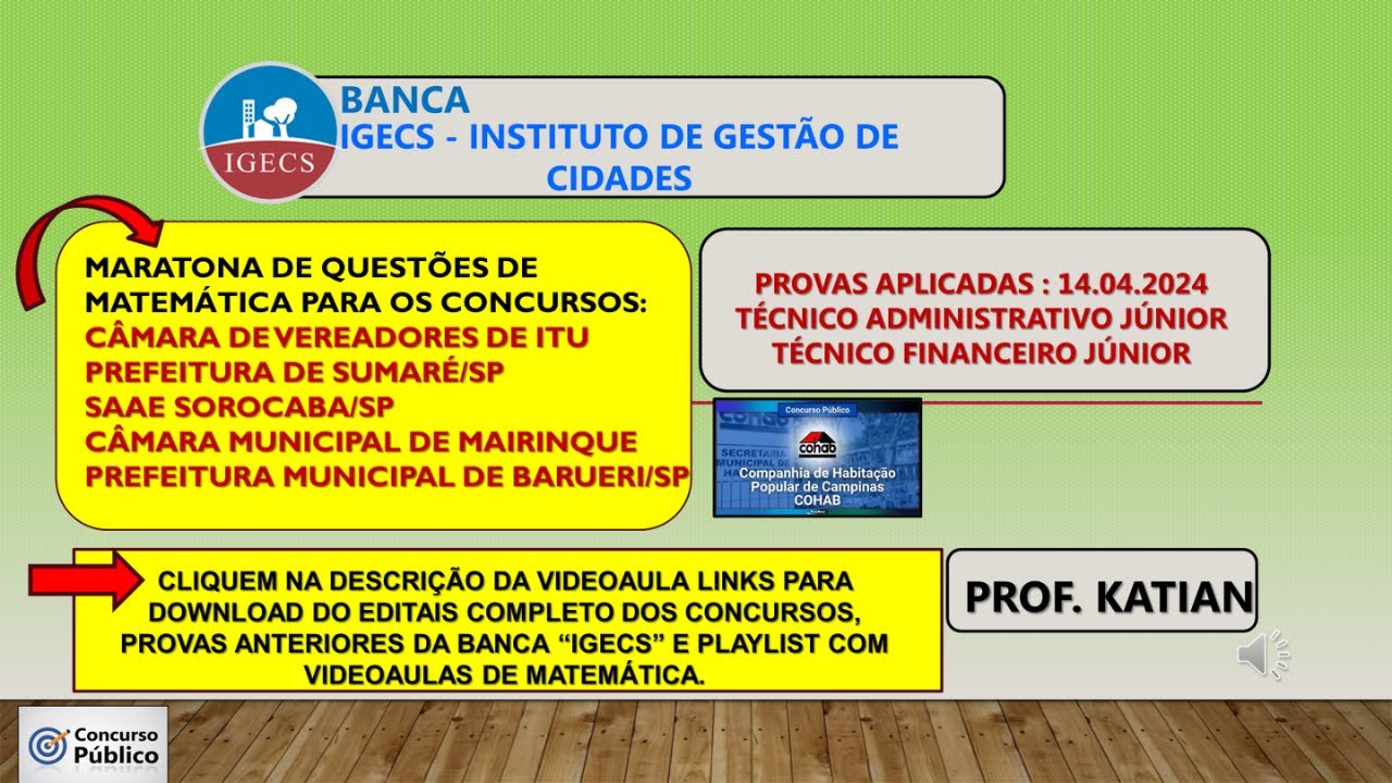 IGECS - Questão 21 deverá ser anulada - COHAB CAMPINAS/SP - Correção das questões de Matemática.