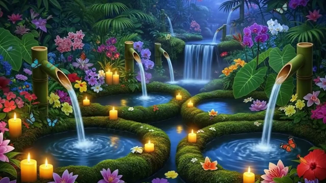 Relaxing 🌺Music for Healing 🍀Paino Sounds, Water Sounds, Relieves Stress, Anxiety#001