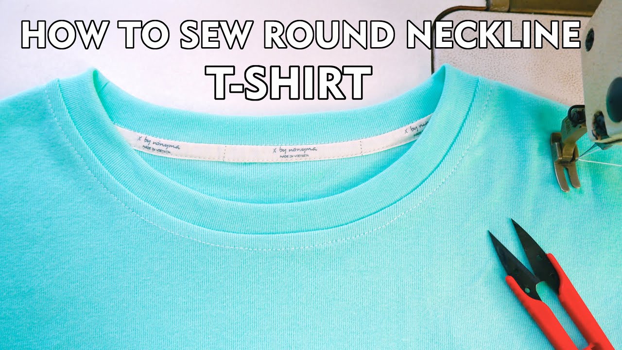 How To Sew Stretchy Round Neckline T Shirt | Finished Neckband Perfectly