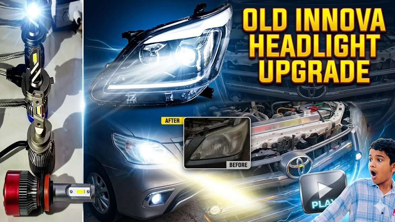 Innova headlight upgrade LED bulb green logo full modified @Mr Aryaanvlog09 