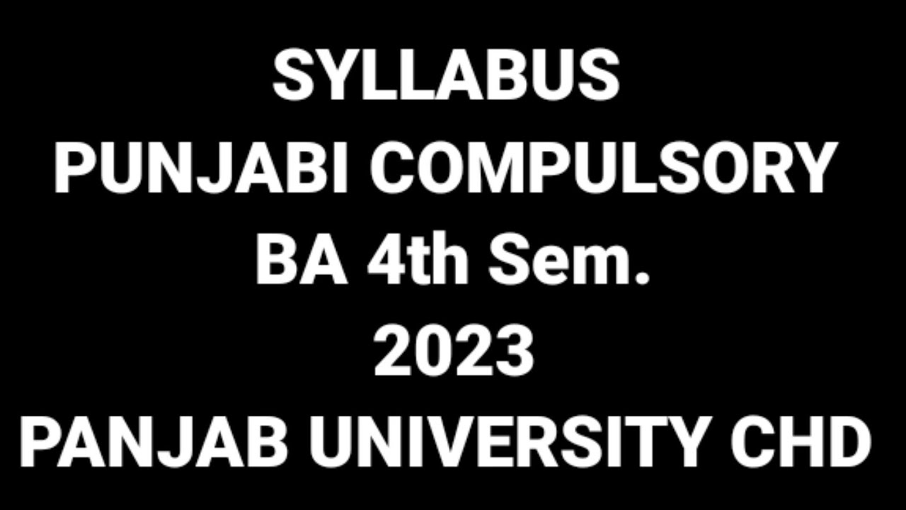 Syllabus Punjabi Compulsory BA 4th Sem PU CHD