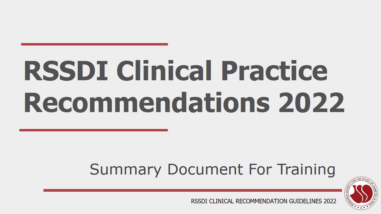RSSDI Clinical Practice Recommendations 2022
