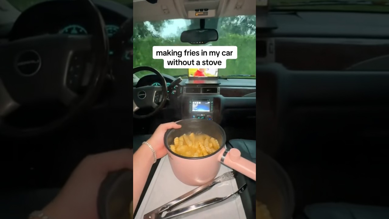 making fries in my car! 👀 #college #collegelife #cooking