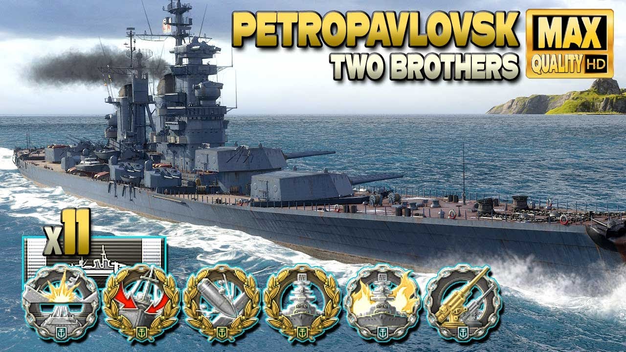 Крейсер Петропавловск: MVP на карте Two Brothers - World of Warships