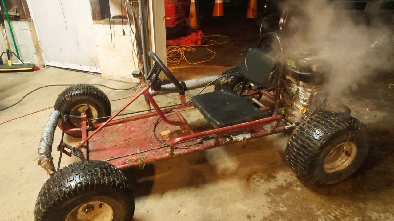 Я поставил шины от газонокосилки на свой картинг.