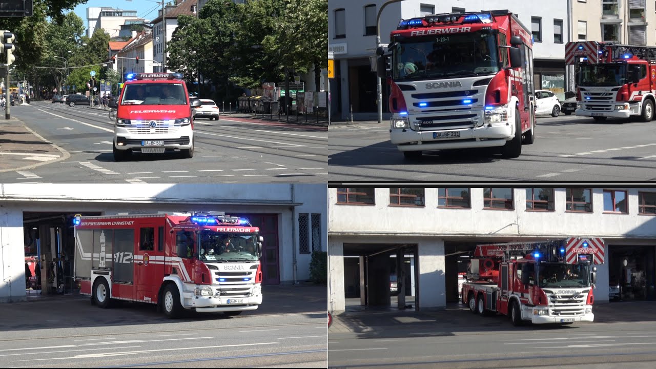 (Löschzug und Co!) Feuerweher Darmstadt auf Einsatzfahrt