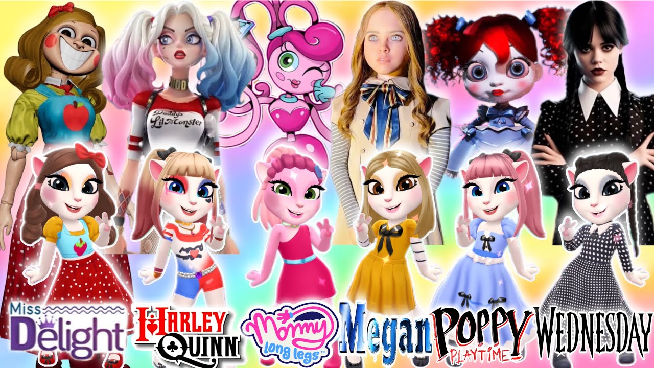 My Talking Angela 2 || Miss Delight vs Harley Quinn vs LongLegs vs M3gan vs Poppy vs Wednesday ||