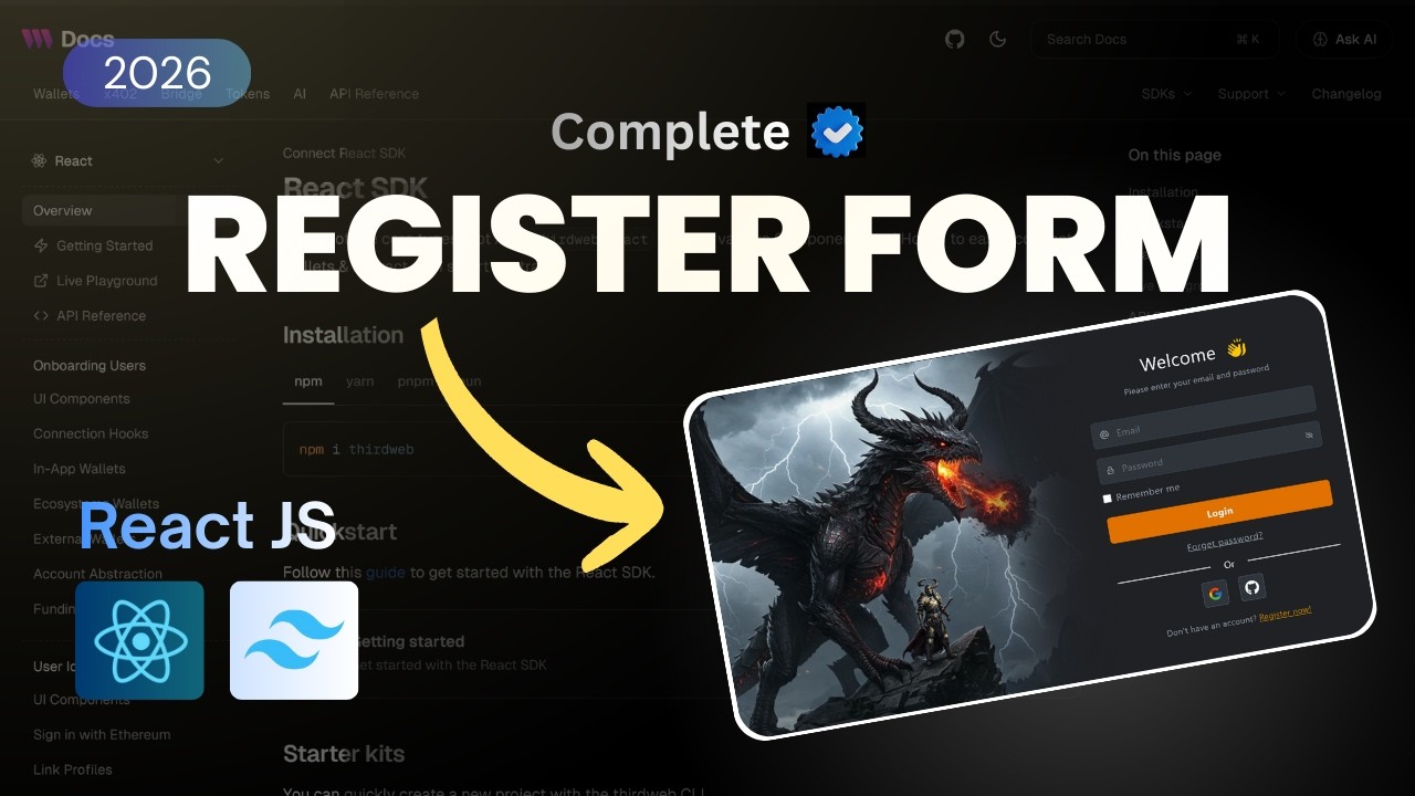 Build a Complete Login & Register System in React JS | No Backend | Tailwind CSS