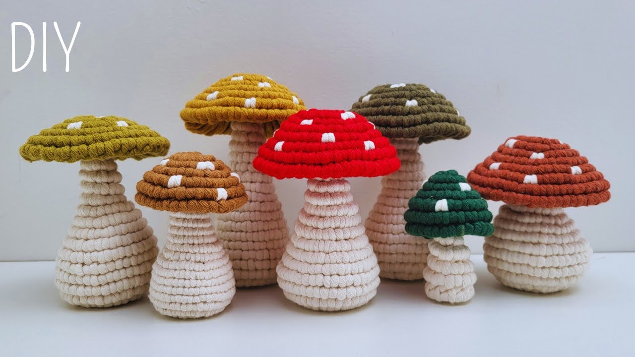 🍄DIY HONGOS de MACRAME (paso a paso) | DIY Macrame Mushrooms Step by Step Tutorial.