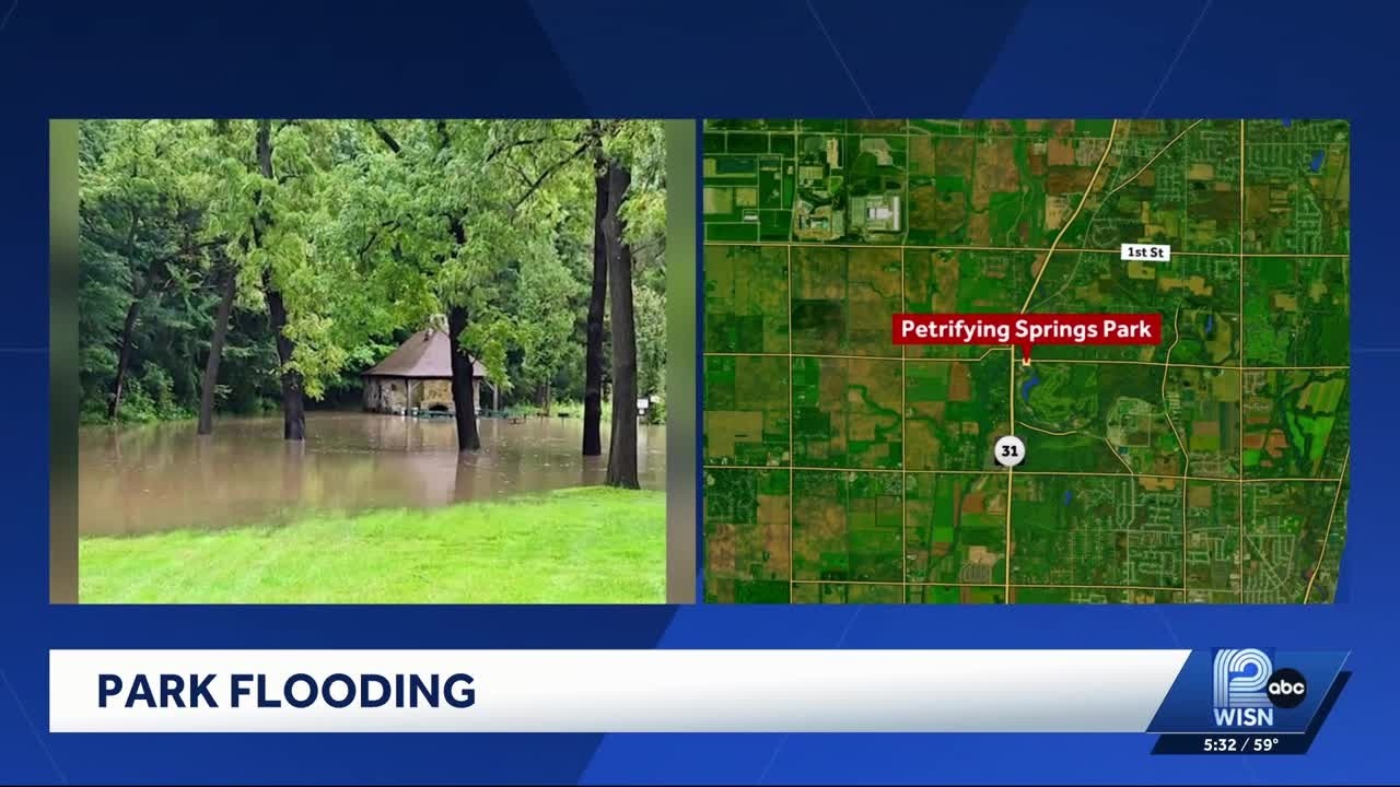 Flooding shuts down roadway and park in Kenosha County