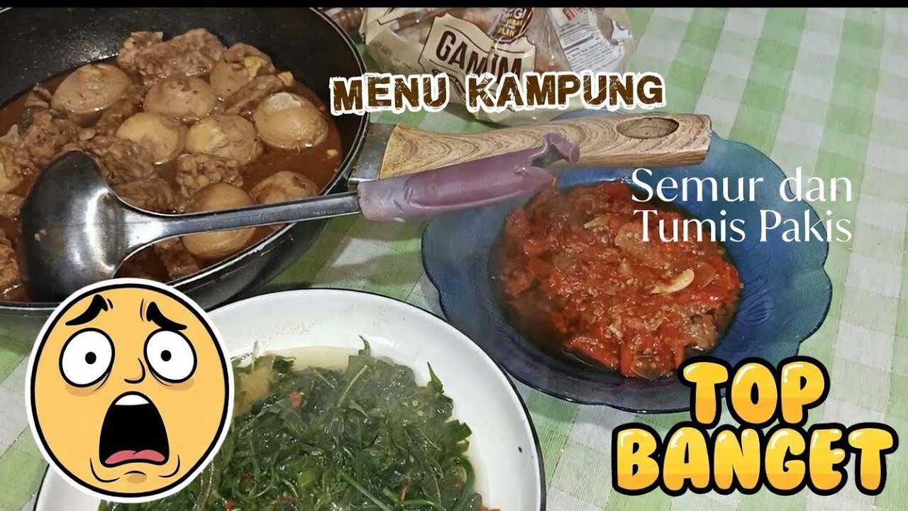 Menu Kampung Penuh Kenangan! Semur Telur Tempe,Sambal Tomat & Pakis#semur #daunpakis#masakanrumahan