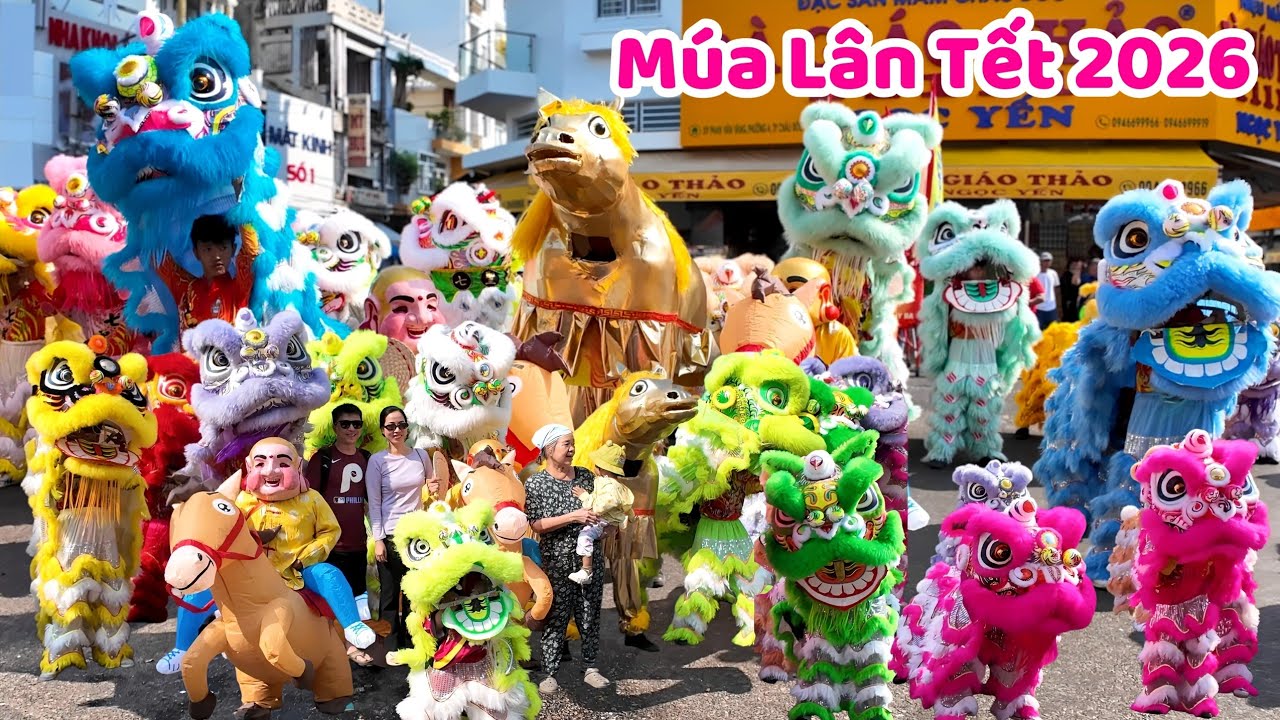 Múa lân tết Châu Đốc 2026 Full video Miếu Bảy Bà khai quang điểm nhãn Lân Sư Rồng Tết 2026