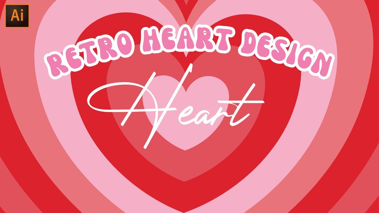 How to Make Retro Heart Shape Background  in Illustrator.#illustration #illustrator #youtube #ai