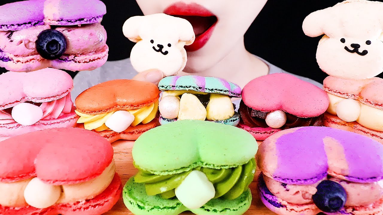 ASMR FAT MACARONS EATING SOUNDS MUKBANG 뚱카롱 마카롱 먹방