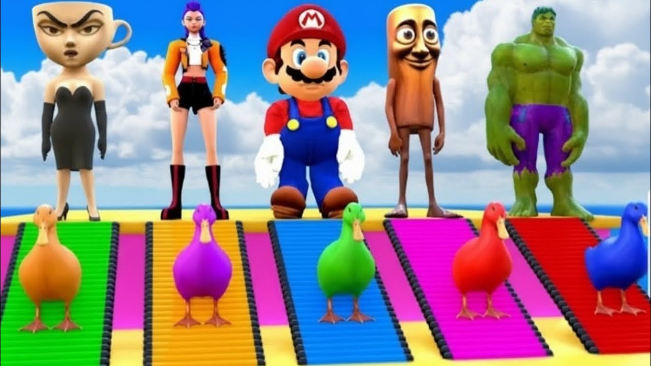 Long Slide Game With Cow Elephant Gorilla Hippopotamus Tiger Lion 3d Animal Game Funny 3d Animals