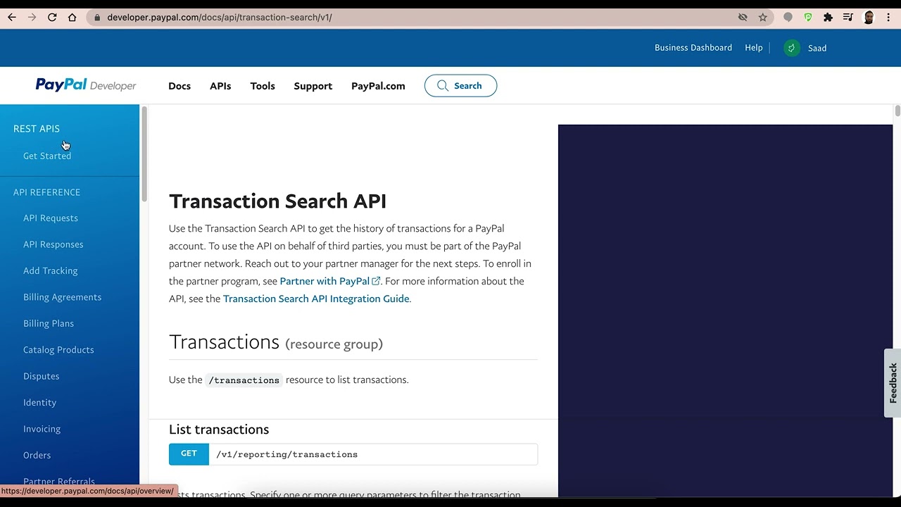 Paypal Transaction Search API