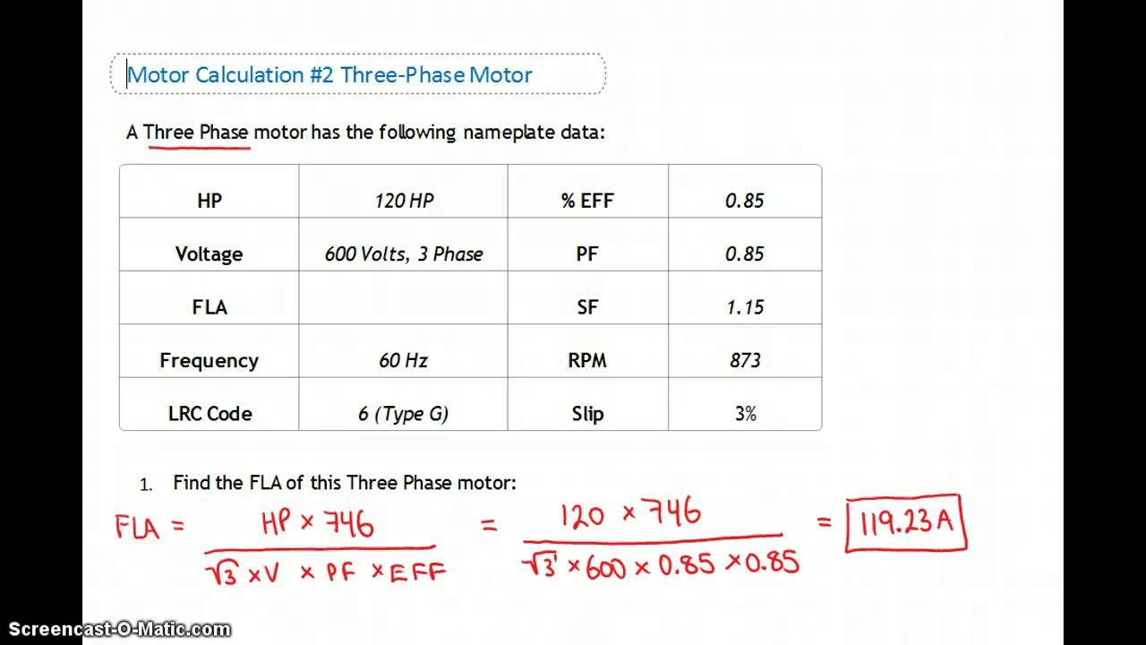 Расчеты по паспортной табличке двигателя № 1–3