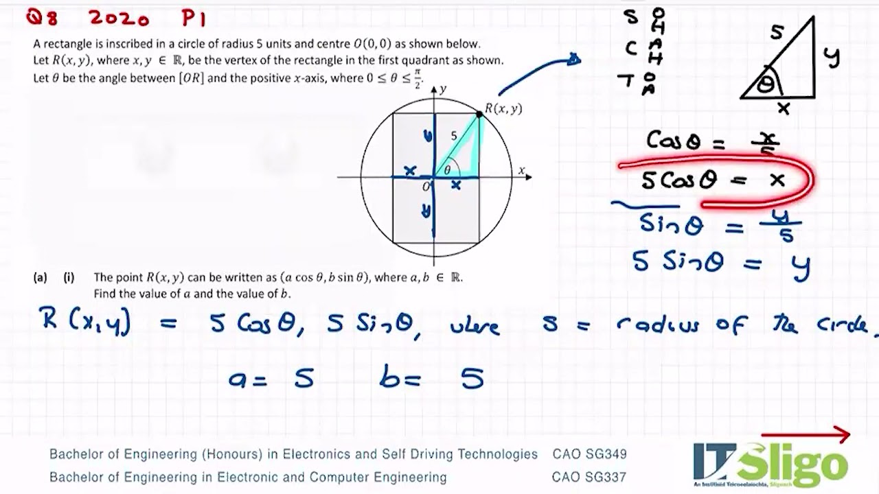 Trigonometry Q8 2020 Paper 1 Leaving Cert Higher Level Maths