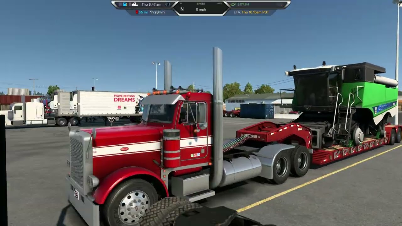 American Truck Simulator Peterbilt 379 Short Hood Cat C15 18 Speed Lowboy Delivery