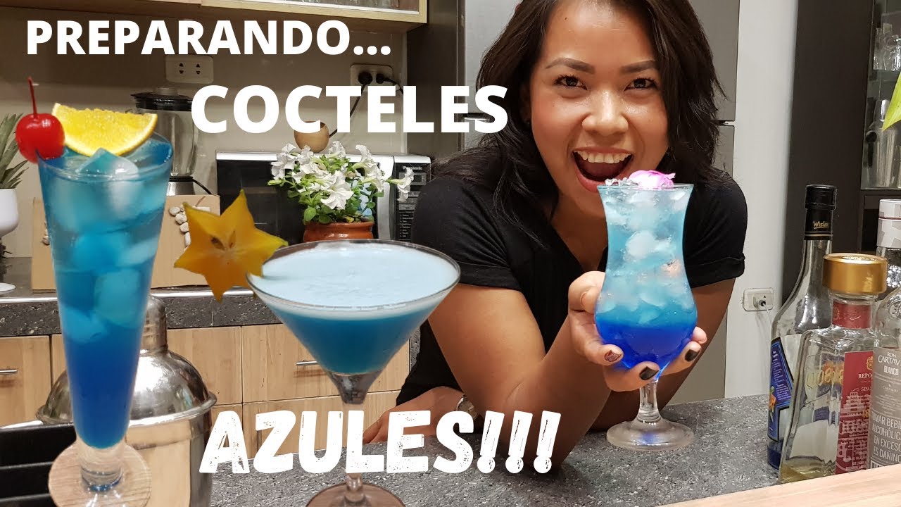 3 COCTELES AZULES | REFRESCANTES ( F&aacute;cil para hacer en casa) cocteles cl&aacute;sicos PASO A PASO🍹😋