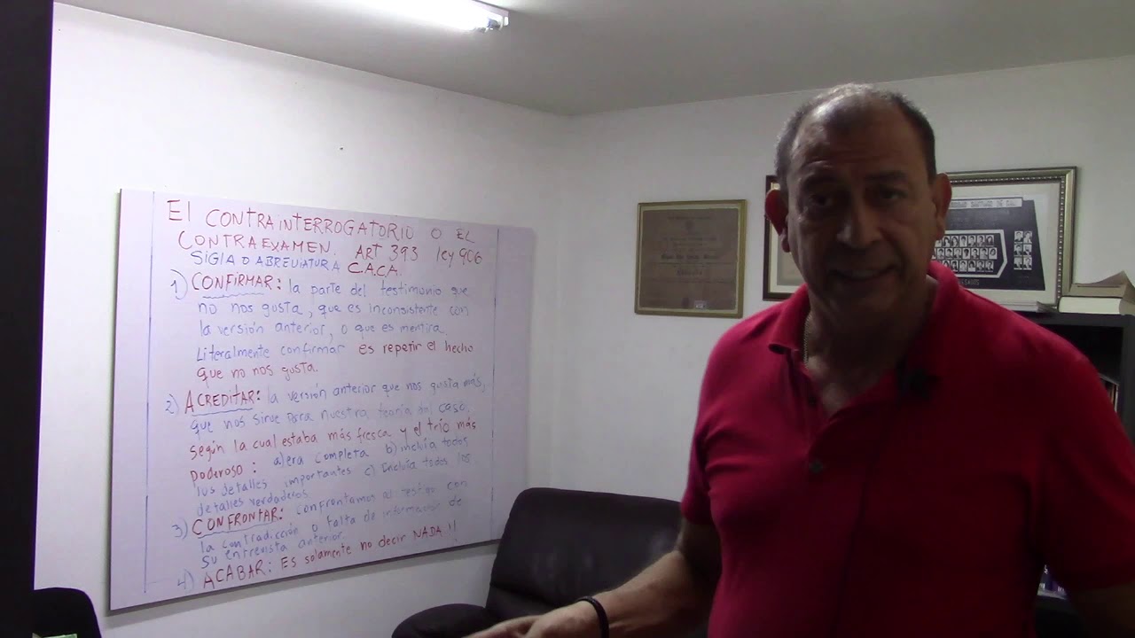 Contra-interrogatorio. C.A.C.A. Confirmar, acreditar, confrontar y acabar.