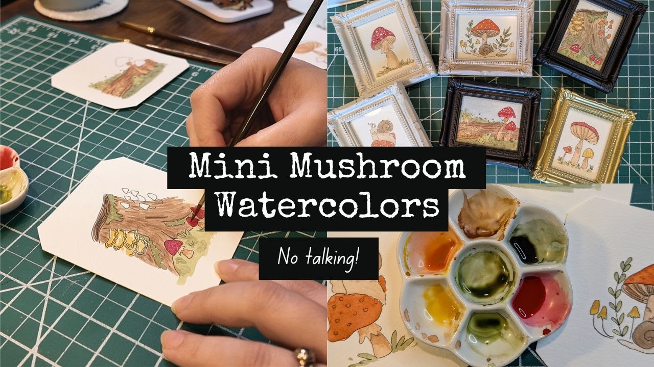 Painting Cozy Watercolor Mushrooms / Quiet Studio Day / No Talking
