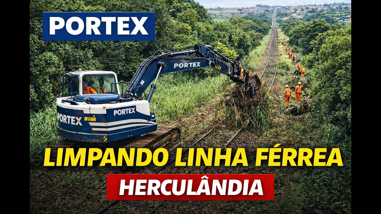 PORTEX LIMPA A LINHA FÉRREA EM HERCULÂNDIA | Imagens Aéreas Impressionantes