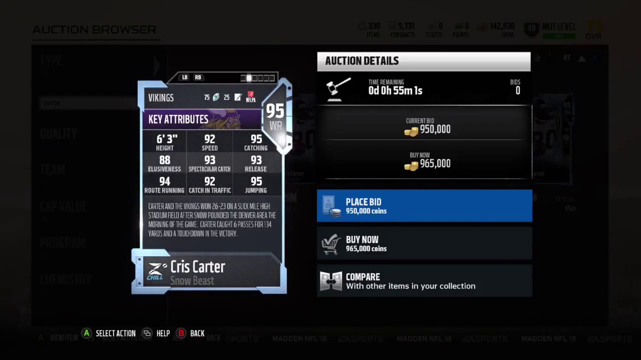 Madden 18 Ultimate Team New Snow Beast 95 Overall Cris Carter - In Packs for 24 Hours!