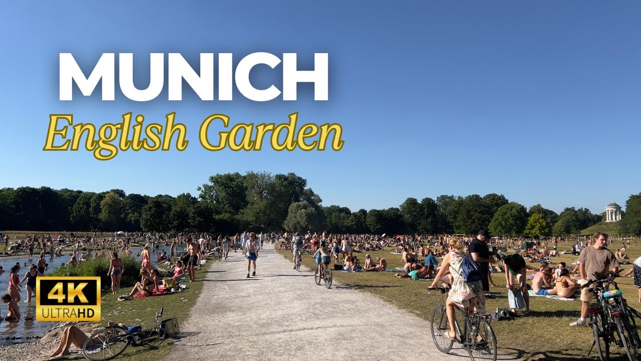 Munich English Garden Summer Walk -  4K 60fps