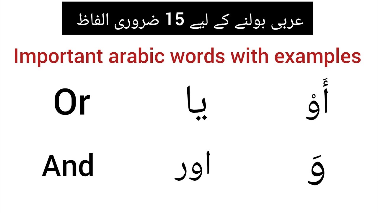 important arabic words for beginners with examples/learn arabic language/Arabic language full course