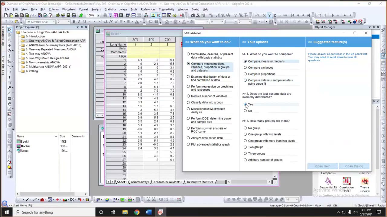 Overview of OriginPro's ANOVA Tools