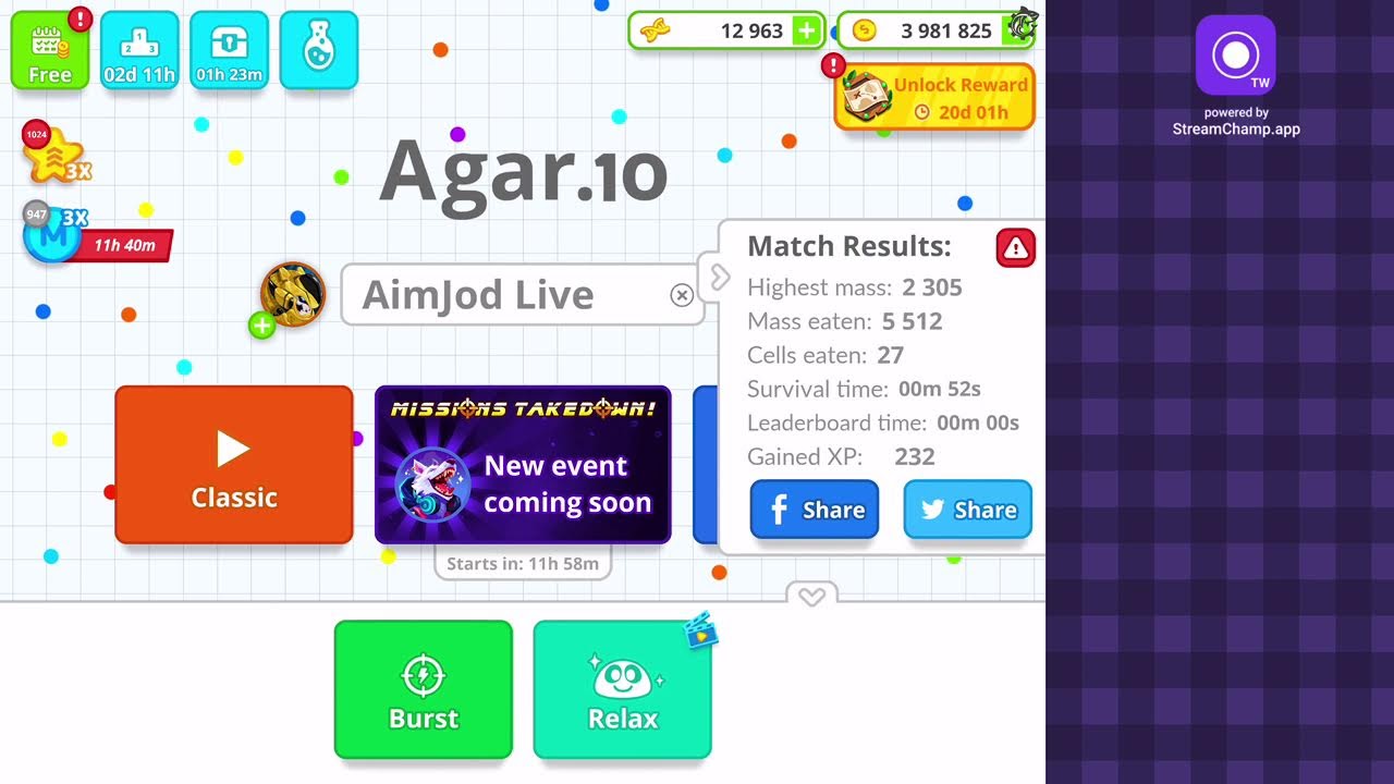 Aimjod agario live #agario #Miniclips
